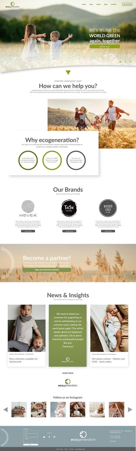 UI for a platform which is selling sustainable and ecological products for children throughout Switzerland